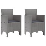 vidaXL Chaises de jardin avec coussins 2 Pièces Gris clair Poly Rattan