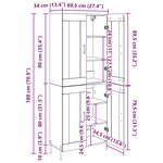 vidaXL Haut Armoire Chêne noir 69 5 x 34 x 180 cm Bois d'ingénierie
