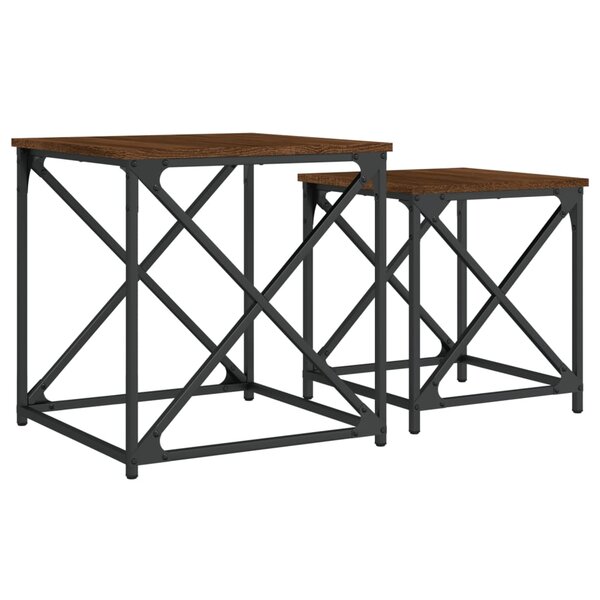 vidaXL Tables basses gigognes 2 Pièces chêne marron bois d'ingénierie