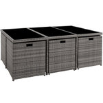 Tectake Salon de jardin NEW YORK 10 places avec 2 sets de housses + housse de protection, variante 2 - gris