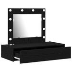 vidaXL Table de maquillage murale avec lumières LED en chêne noir