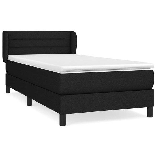 vidaXL Sommier à lattes de lit avec matelas Noir 90x200 cm Tissu