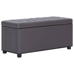 vidaXL Pouf de rangement 87 5 cm Gris Similicuir