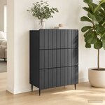 vidaXL Armoire à tiroirs 66 x 34 5 x 92 cm Bois d'ingénierie Noir