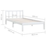 vidaXL Cadre de lit Blanc Bois de pin massif 75x190 cm Petit simple