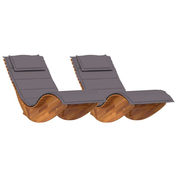 vidaXL Chaises longues à bascule avec coussins 2 Pièces en bois d'acacia