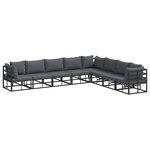 vidaXL Ensemble de canapé de jardin avec coussin 8 Pièces Noir Aluminium