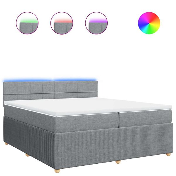 vidaXL Sommier à lattes de lit avec matelas Gris clair 200x200cm Tissu
