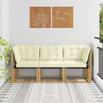 vidaXL Canapé d’extérieur milieu et coin avec coussin 3 Pièce Blanc
