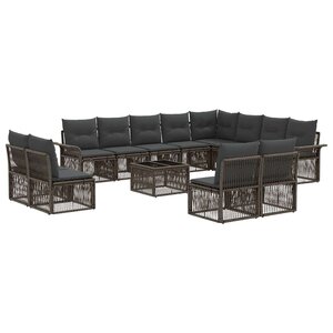 vidaXL Ensemble de canapé de jardin 13 pc Gris polyrotin