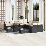 vidaXL Ensemble de canapé de jardin 13 Pièces Noir Poly rotin