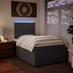vidaXL Sommier à lattes de lit avec matelas Gris 120x200 cm Similicuir