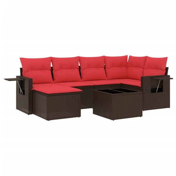 vidaXL Salon de jardin avec coussins 7 Pièces marron résine tressée