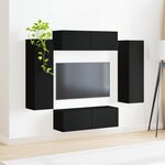vidaXL Ensemble de meuble TV mural 4 Pièces Noir Bois d'ingénierie