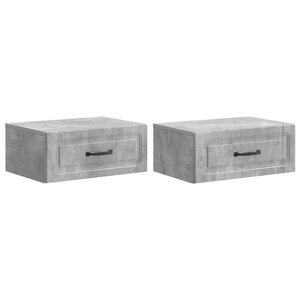 vidaXL Cabinet de chevet mural 2 Pièces Gris béton 49 x 34 5 x 20 cm