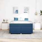 vidaXL Cadre de lit avec matelas avec matelas Bleu 160 x 200 cm tissu