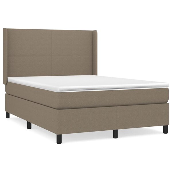 vidaXL Sommier à lattes de lit avec matelas Taupe 140x190 cm Tissu