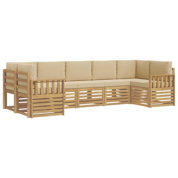 vidaXL Ensemble de canapés d'extérieur 6 pc Blanc et Beige Polyester