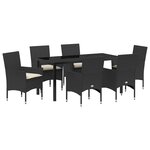 vidaXL Ensemble de salle à manger pour jardin 7 Pièces Noir polyrotin