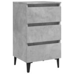 vidaXL Tables de chevet pieds en métal 2 Pièces gris béton 40x35x69 cm