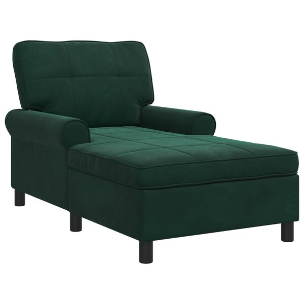 vidaXL Chaise longue avec coussin Vert foncé 91 x 157 x 91 cm Velours
