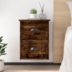 vidaXL Table de chevet murale chêne fumé 41 5x36x53 cm