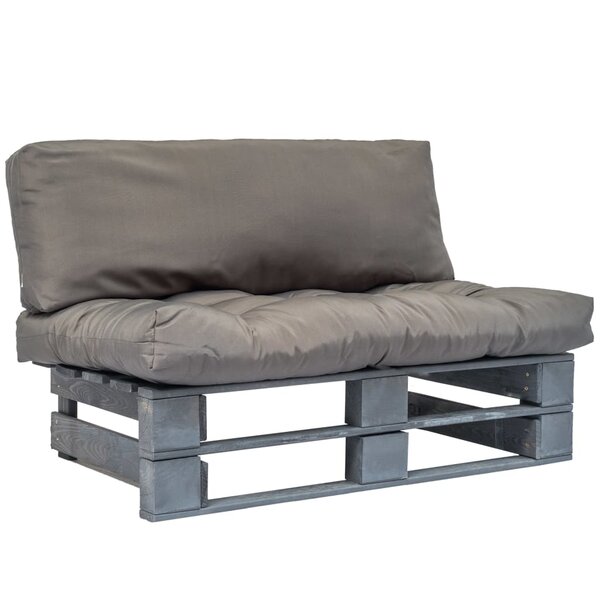 vidaXL Canapé de jardin palette avec coussins gris Pinède