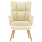 vidaXL Chaise de relaxation avec repose-pied Crème Tissu