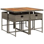 vidaXL Ensemble à manger de jardin 5 Pièces coussins gris résine tressée