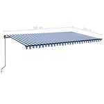 vidaXL Auvent manuel rétractable 500x350 cm Bleu et blanc