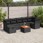 vidaXL Salon de jardin 8 Pièces avec coussins noir résine tressée
