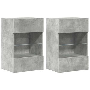 vidaXL Meubles muraux avec lumières LED pour TV 2Pièces gris béton 40x30x60 5 cm