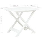 Vidaxl table pliable de jardin blanc 79x72x70 cm plastique