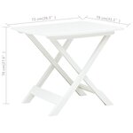 vidaXL Table pliable de jardin Blanc 79x72x70 cm Plastique