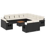 vidaXL Salon de jardin avec coussins 14 Pièces noir résine tressée