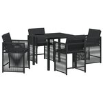 vidaXL Ensemble de jardin 5 pièces avec coussins en poly rotin noir