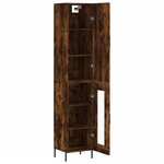 vidaXL Buffet haut Chêne fumé 34 5x34x180 cm Bois d'ingénierie