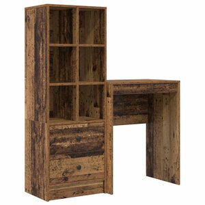 vidaXL Bureau avec tiroir avec étagère avec stockage 2 Pièces Bois ancien
