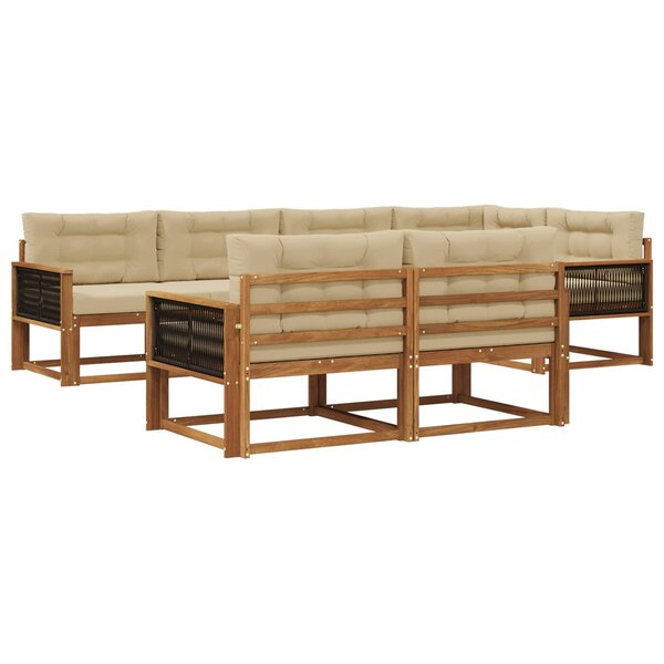vidaXL Ensemble de canapés d'extérieur 8 pc Naturel et Beige