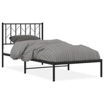 vidaXL Cadre de lit métal sans matelas avec tête de lit noir 90x200 cm
