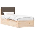 vidaXL Cadre de lit avec tête de lit rembourrée Taupe 90 x 200 cm