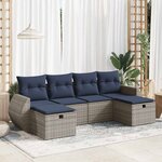 vidaXL Salon de jardin 6 Pièces avec coussins gris résine tressée