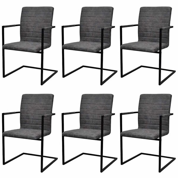 vidaXL Chaises à manger cantilever lot de 6 gris foncé similicuir