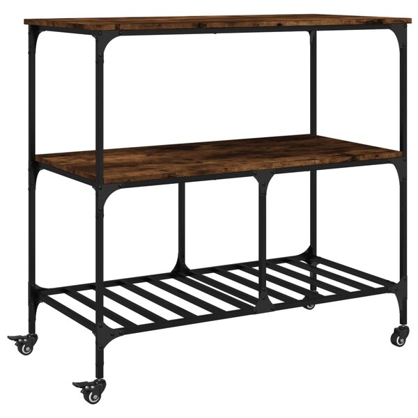 vidaXL Chariot de cuisine chêne fumé 100x50x95 cm bois d'ingénierie