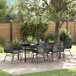 vidaXL Ensemble de Salle à Manger de Jardin de 7 Pièces avec Coussins en Rattan Poly Noir