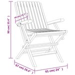 vidaXL Chaises de jardin pliantes 4 Pièces 61x67x90 cm bois massif teck