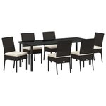 vidaXL Ensemble de salle à manger pour jardin 7 Pièces Noir