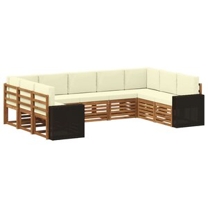 vidaXL Ensemble de canapés d'extérieur 9 pc Naturel et Crème Polyester