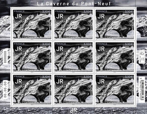 Feuille de 9 timbres - JR - La caverne du Pont-Neuf - Lettre verte