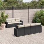 vidaXL Salon de jardin 8 Pièces avec coussins noir résine tressée